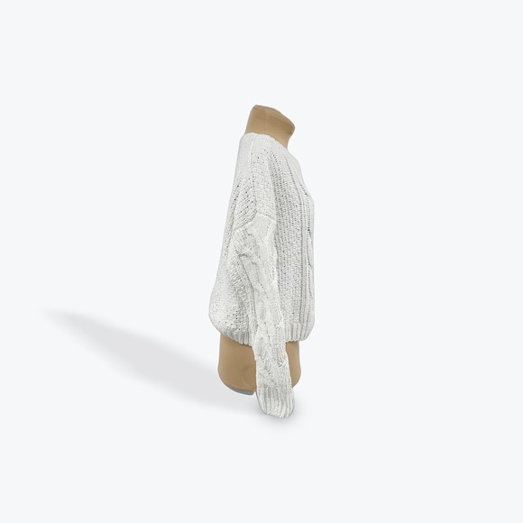 Aeropostale White Cable Knit Sweater Pullover Crew Neck Women's Size M - Picture 4 of 8